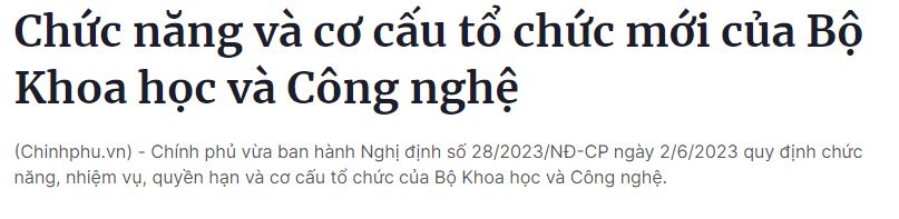 Chức năng và cơ cấu tổ chức mới của Bộ Khoa học và Công nghệ