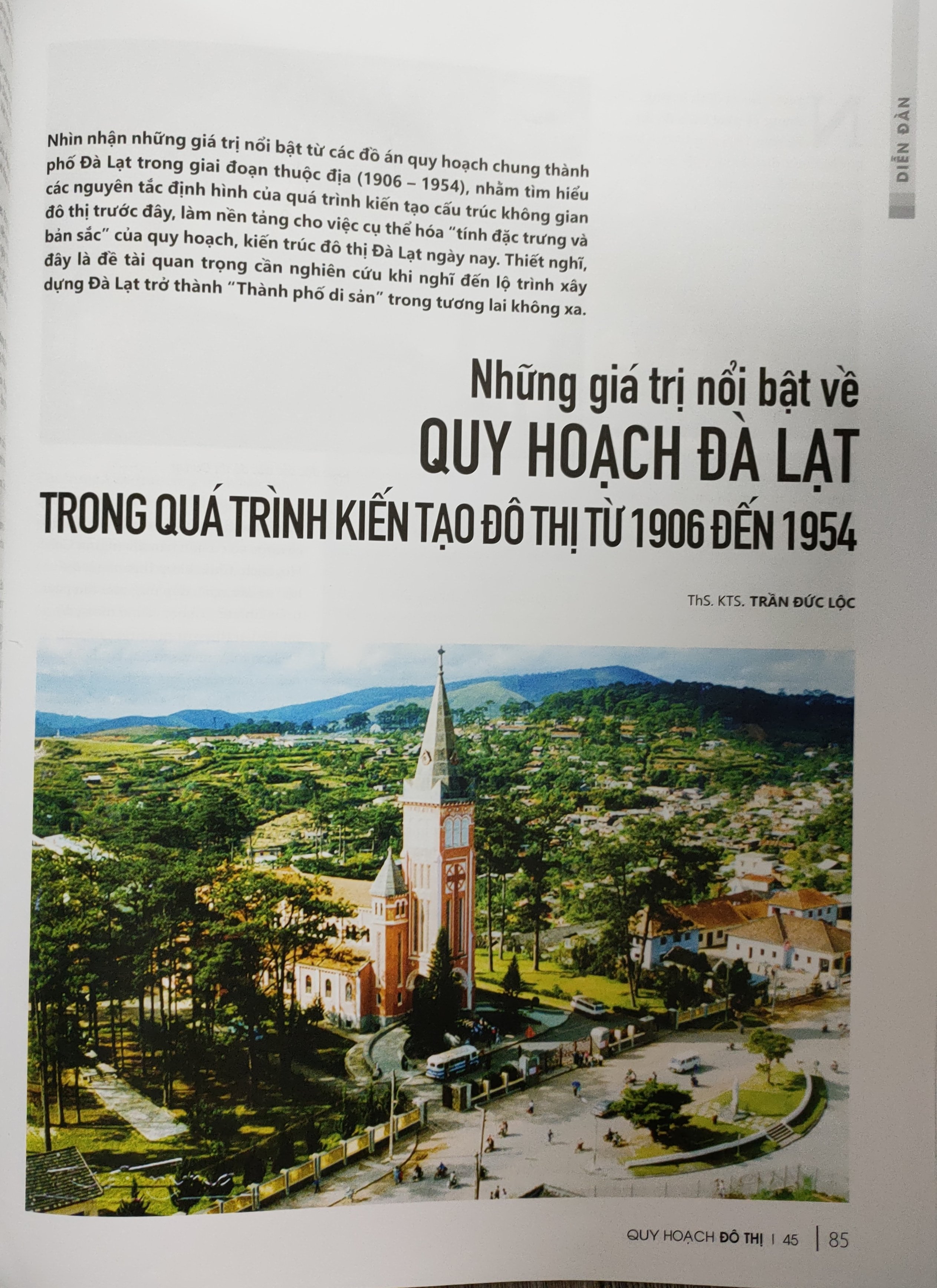 NHỮNG GIÁ TRỊ NỔI BẬT  VỀ QUY HOẠCH CHUNG THÀNH PHỐ ĐÀ LẠT TRONG QUÁ TRÌNH KIẾN TẠO ĐÔ THỊ (TỪ 1906 – 1954)